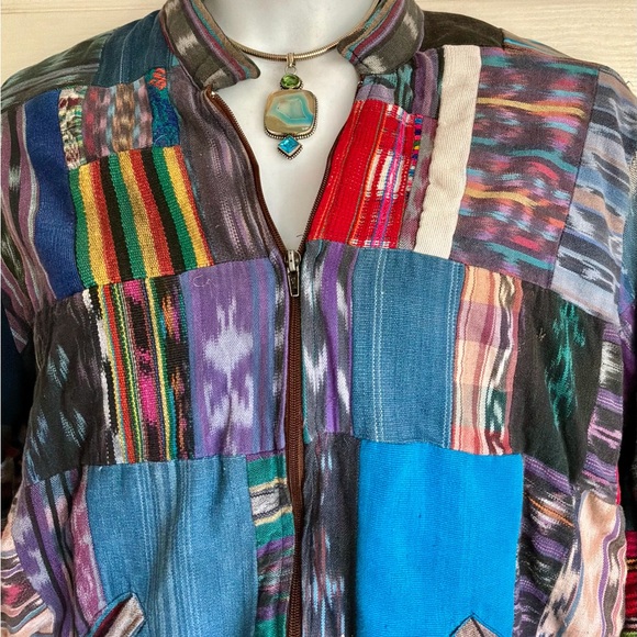 Multicolor Patchwork Bomber Jacket - Picture 2 of 6